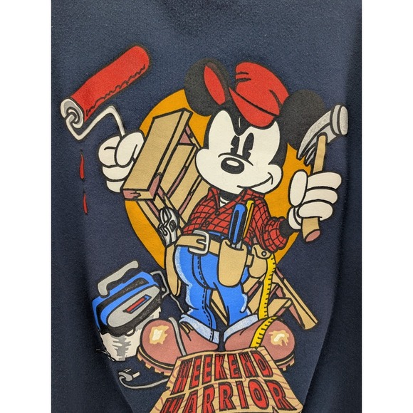 Vintage Mickey Mouse Crewneck Sweatshirt XL Made In Usa Cartoon Dad Fix It Rare - Picture 2 of 9